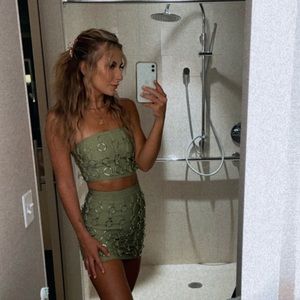 Green and Gold Two Piece set FashionNova